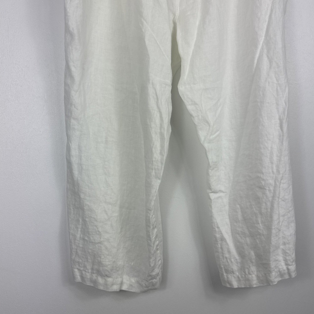 St. John's Bay Capri Pants Women's 20W White 100% Linen Drawstring Wide Leg - Picture 7 of 12